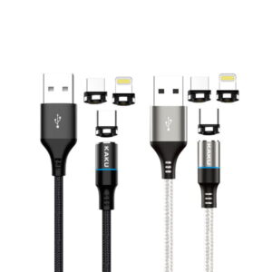 3 в 1 магнітний USB кабель для айфона та андроїда чорний